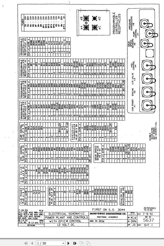 Manitowoc Crane M 80W Electrical Schematic 2022