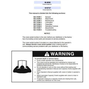 Manitowoc Crane M 80W Service Manual