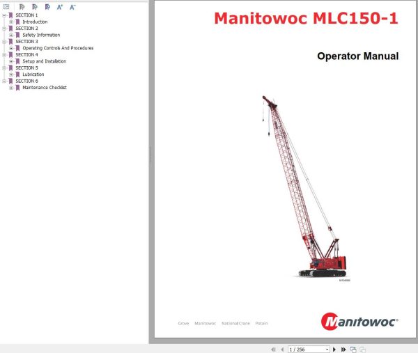 Manitowoc Crane MLC150 1 Operator Manual 2022