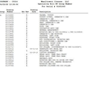 Manitowoc Crane MLC165US Parts Manual 91651005