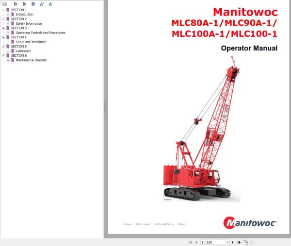 Manitowoc Crane MLC80A 1 to MLC100 1 Operator Manual 2022 1