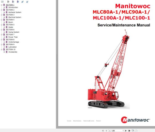 Manitowoc Crane MLC80A 1 to MLC100 1 Service Maintenance Manual 1 1