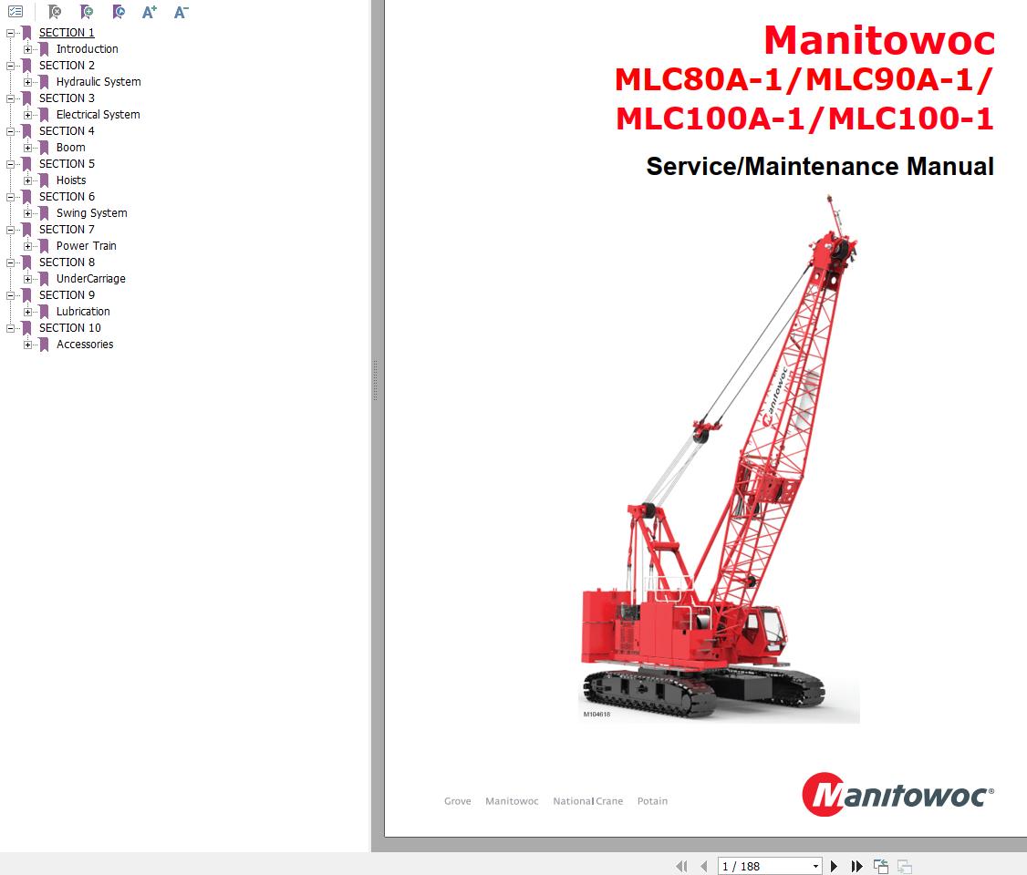 Manitowoc Crane MLC80A 1 to MLC100 1 Service Maintenance Manual 1
