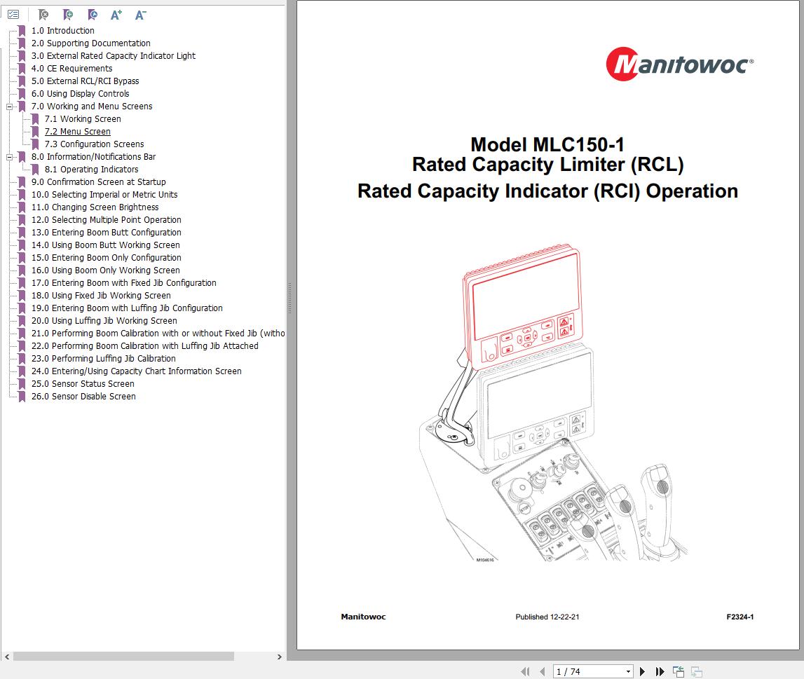 Manitowoc Display MLC150 1 Operation Manual 2021