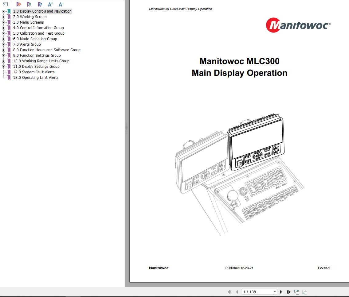 Manitowoc Display MLC300 Operation Manual 2021