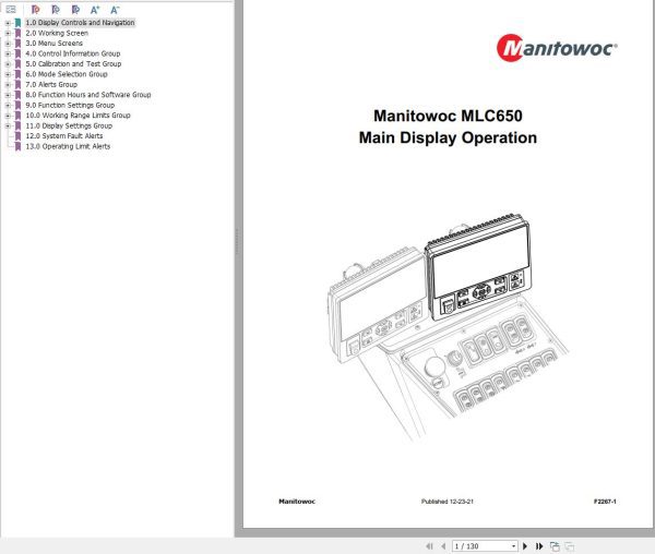 Manitowoc Display MLC650 Operation Manual 2021