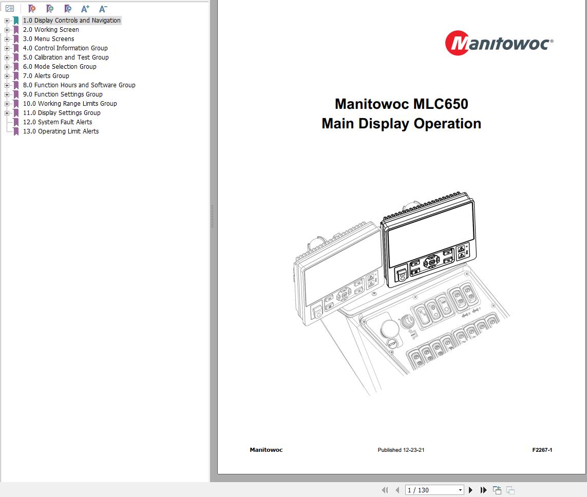 Manitowoc Display MLC650 Operation Manual 2021