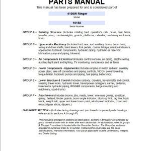 Manitowoc Traditional Crane 4100W RINGER Parts Manual