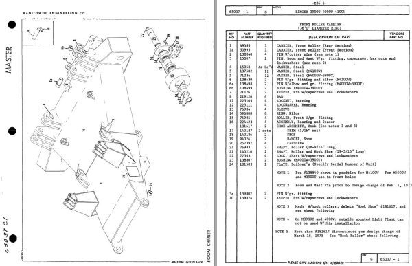 Manitowoc Traditional Crane 4100W RINGER Parts Manual 1