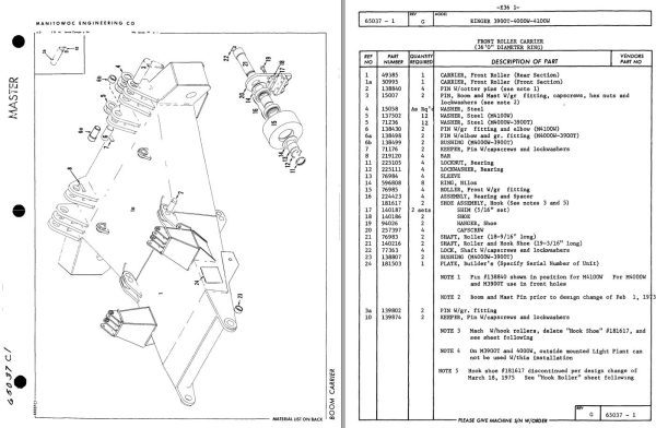 Manitowoc Traditional Crane 4100W Ringer S3 Parts Manual 1