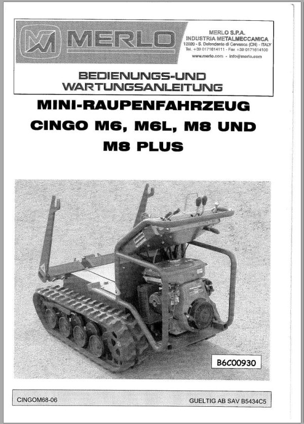 Merlo CINGO SERIE 1 Service Manual Maintenance Manual DE