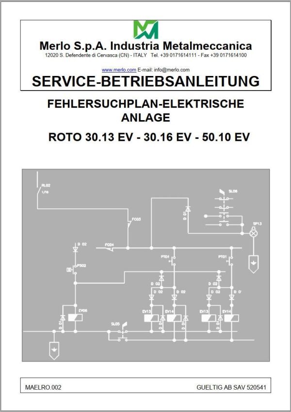 Merlo ROTO EV R30.13 to R50.10 Service Manuals SAV 815441 DE 1 3