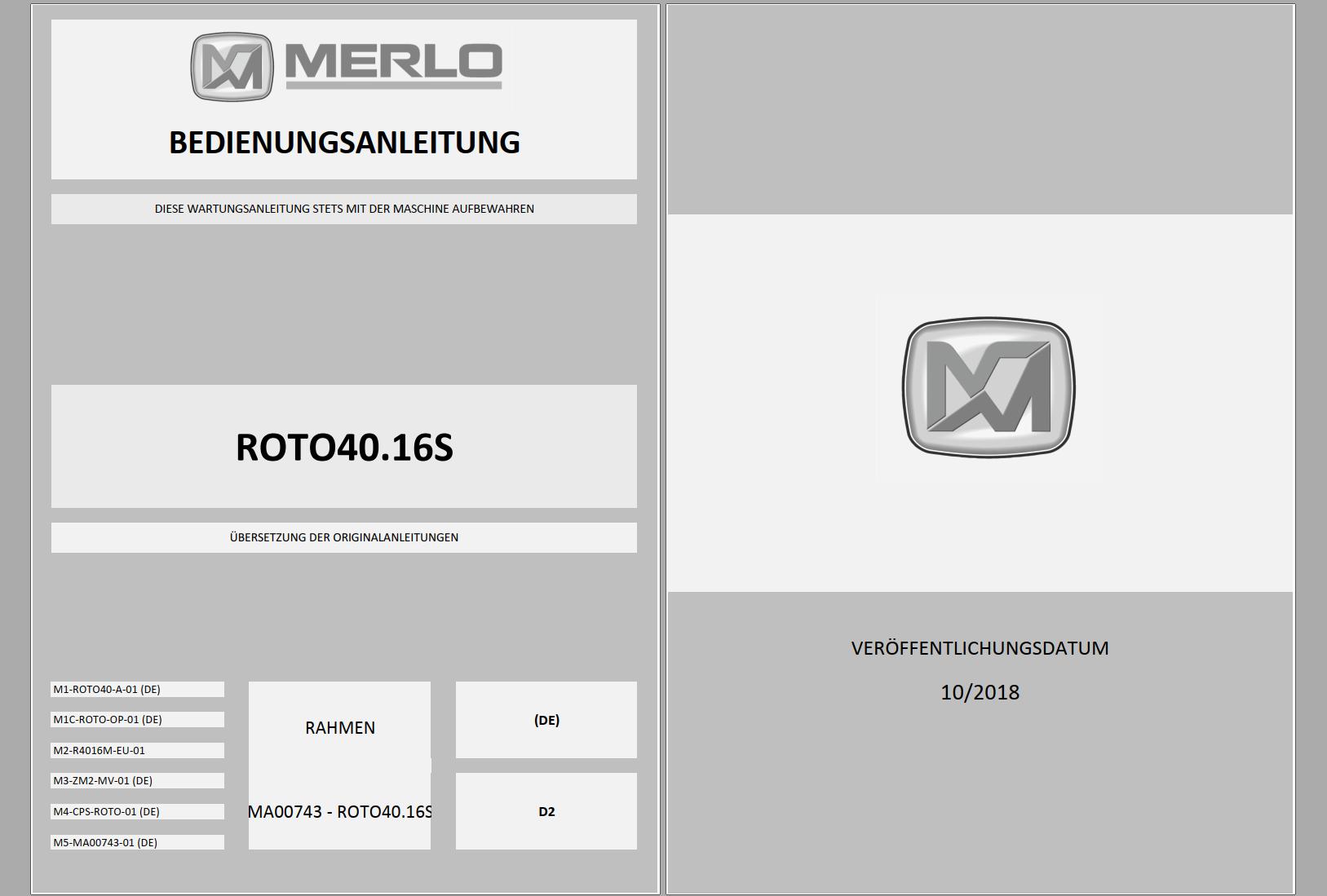 Merlo ROTO MODULAR R40.16 to R70.24 Service Manuals DE