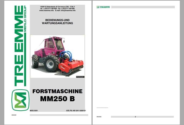 Merlo TREEMME MM250B Operating Maintenance Manual Parts Manual DE
