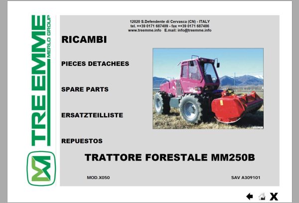 Merlo TREEMME MM250B Operating Maintenance Manual Parts Manual DE 1