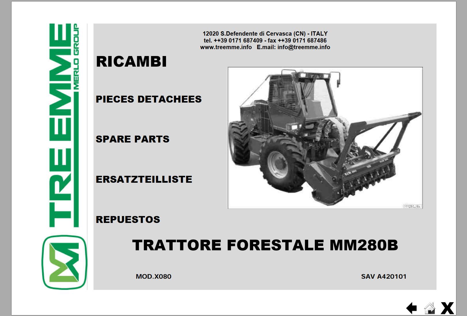 Merlo TREEMME MM280B Parts Maintenance Service Manual Hydraulic Electrical Diagram DE