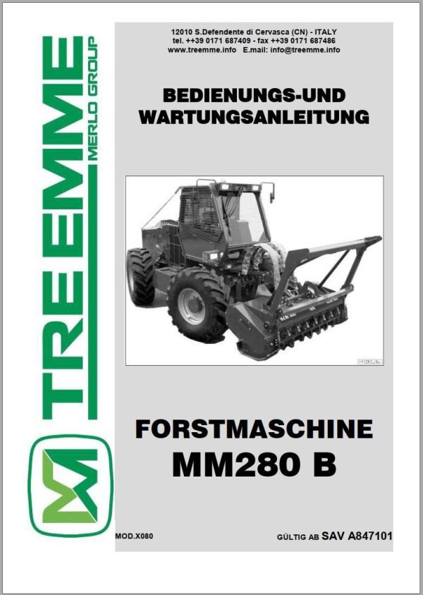 Merlo TREEMME MM280B Parts Maintenance Service Manual Hydraulic Electrical Diagram DE 1