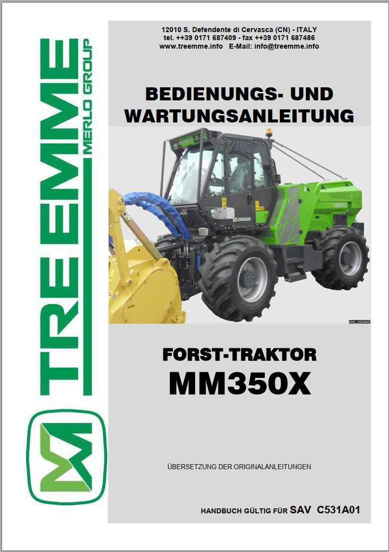 Merlo TREEMME MM350X Parts Maintenance Service Manual Hydraulic Electrical Diagram DE