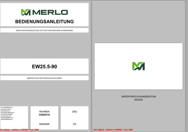 Merlo Telescopic Handler eWorker Service Manuals DE
