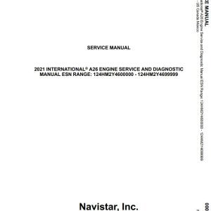 Navistar Truck A26 Engine Service and Diagnostic Manual 1