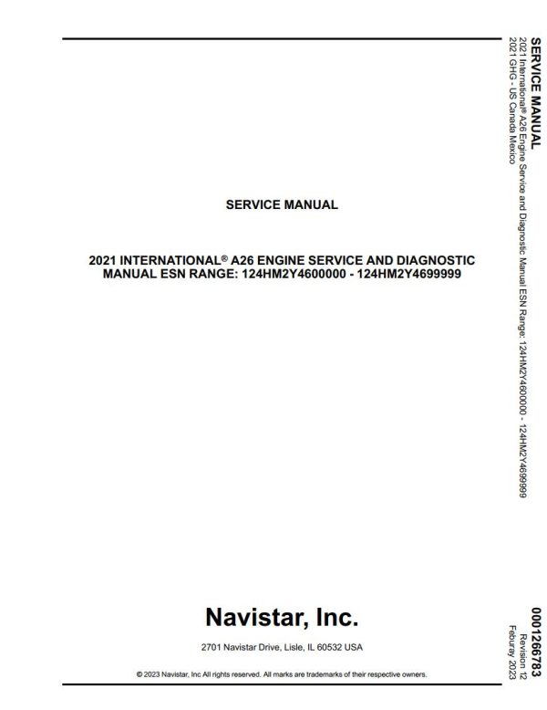 Navistar Truck A26 Engine Service and Diagnostic Manual 1