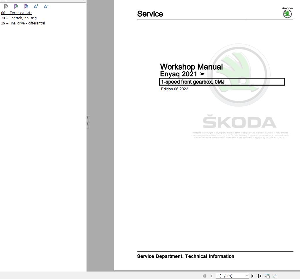 Skoda Enyaq 5A 5AC 5AZ Workshop Manual