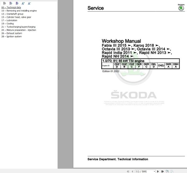 Skoda Fabia III 2015 NJ Workshop Manual