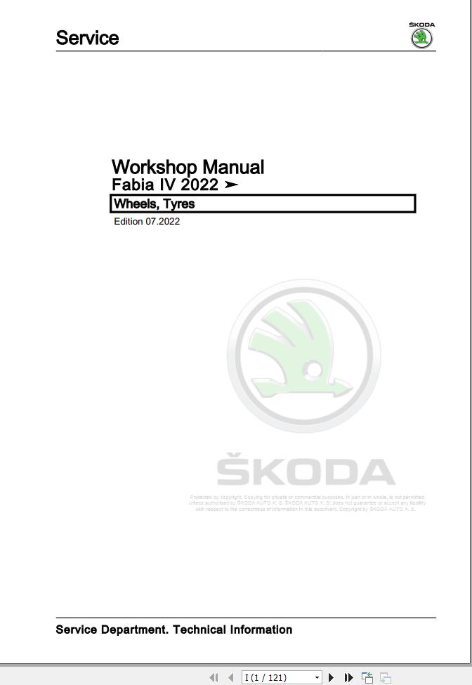 Skoda Fabia IV PJ Workshop Manual