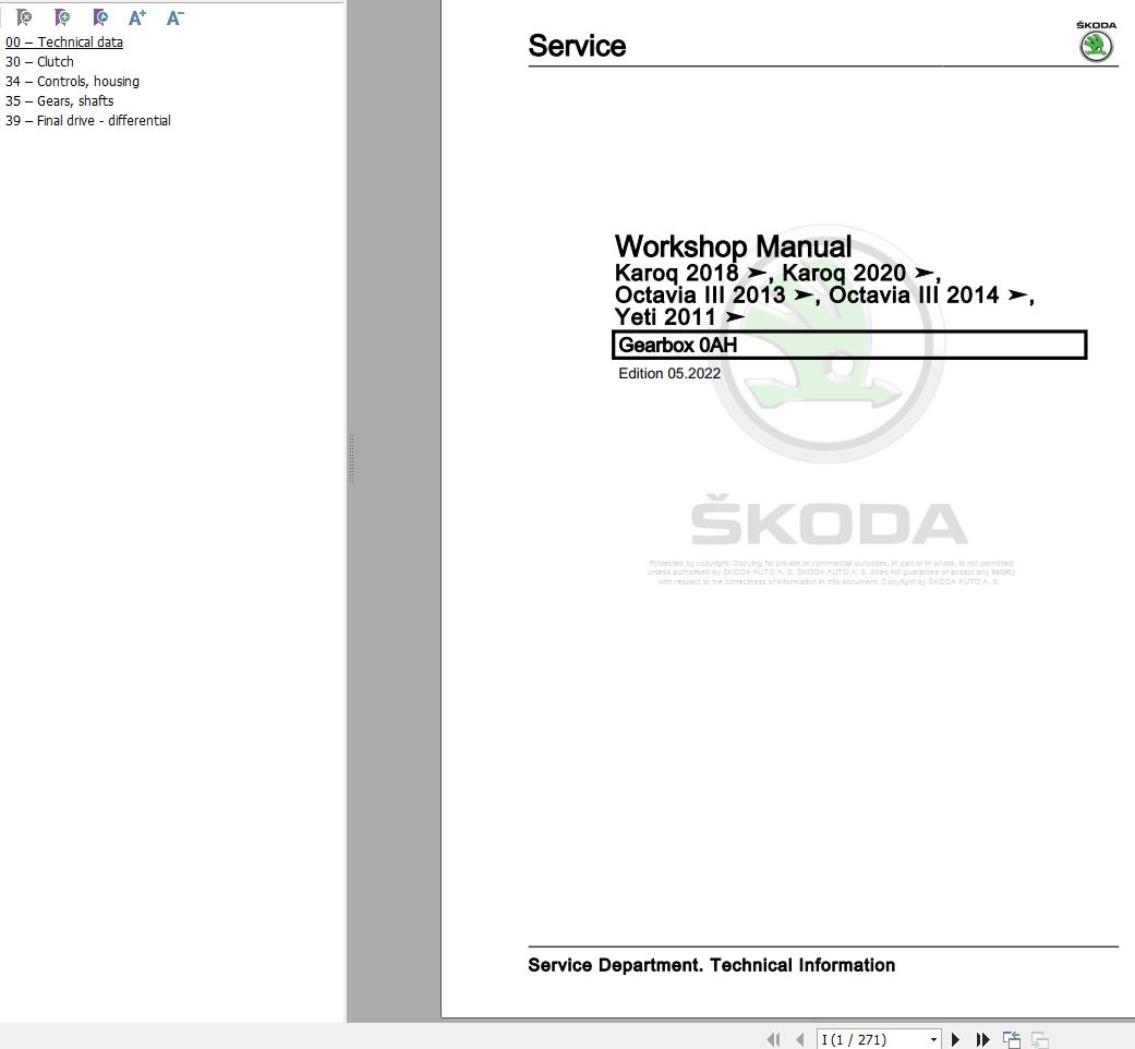 Skoda Karoq 2018 NU Workshop Manual