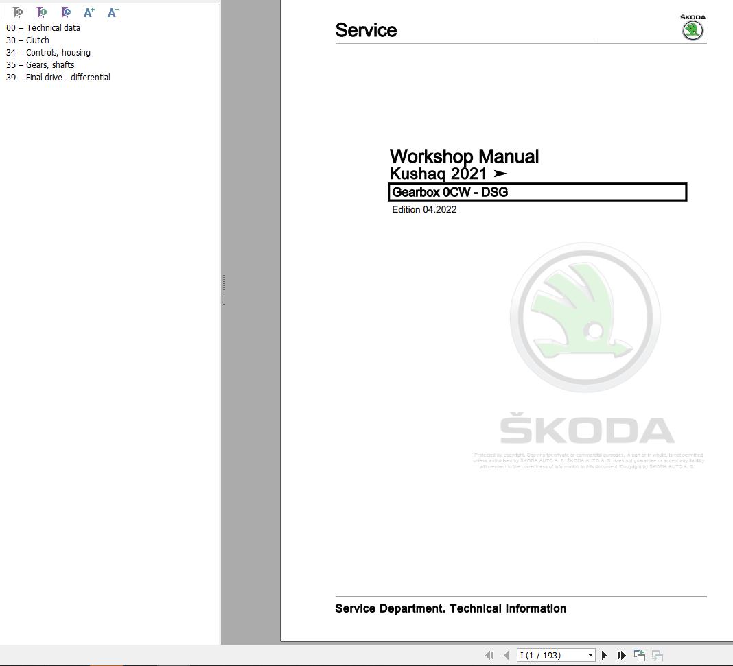 Skoda Kushaq PA Workshop Manual