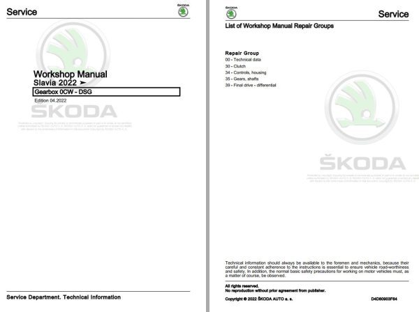 Skoda Slavia PB Workshop Manual