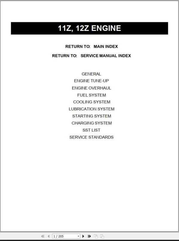 Toyota Engine 11Z 12Z Repair Manual