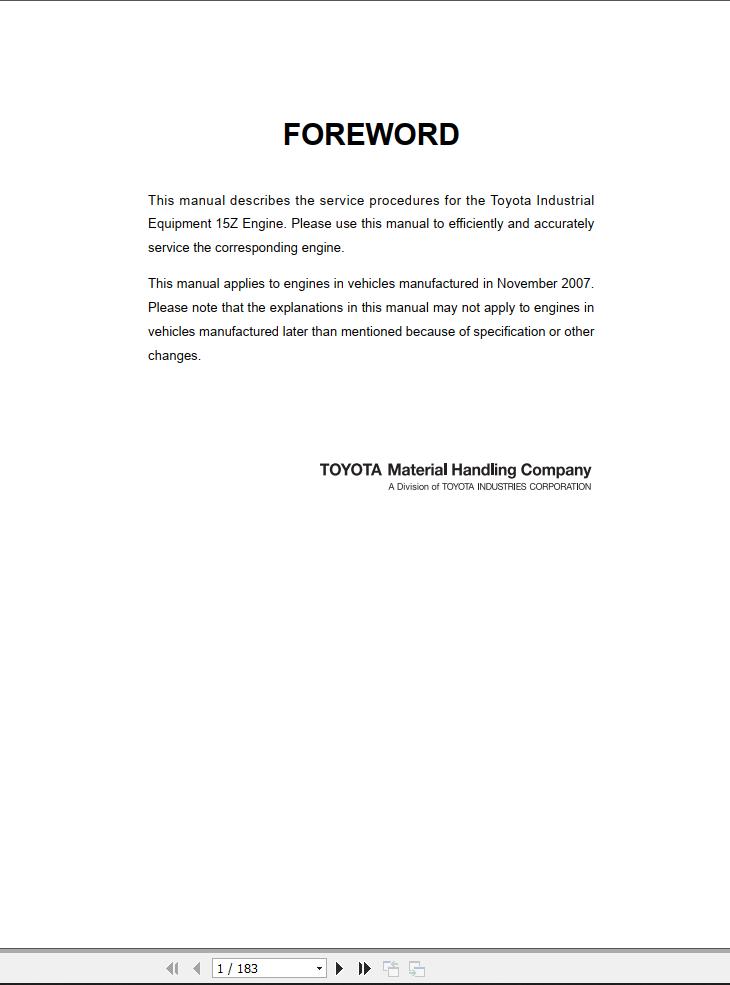 Toyota Engine 15Z Repair Manual