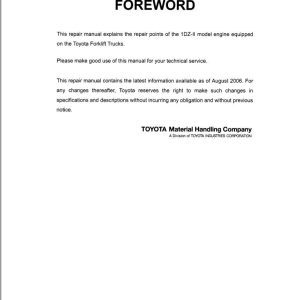 Toyota Engine 1DZ II Repair Manual 1