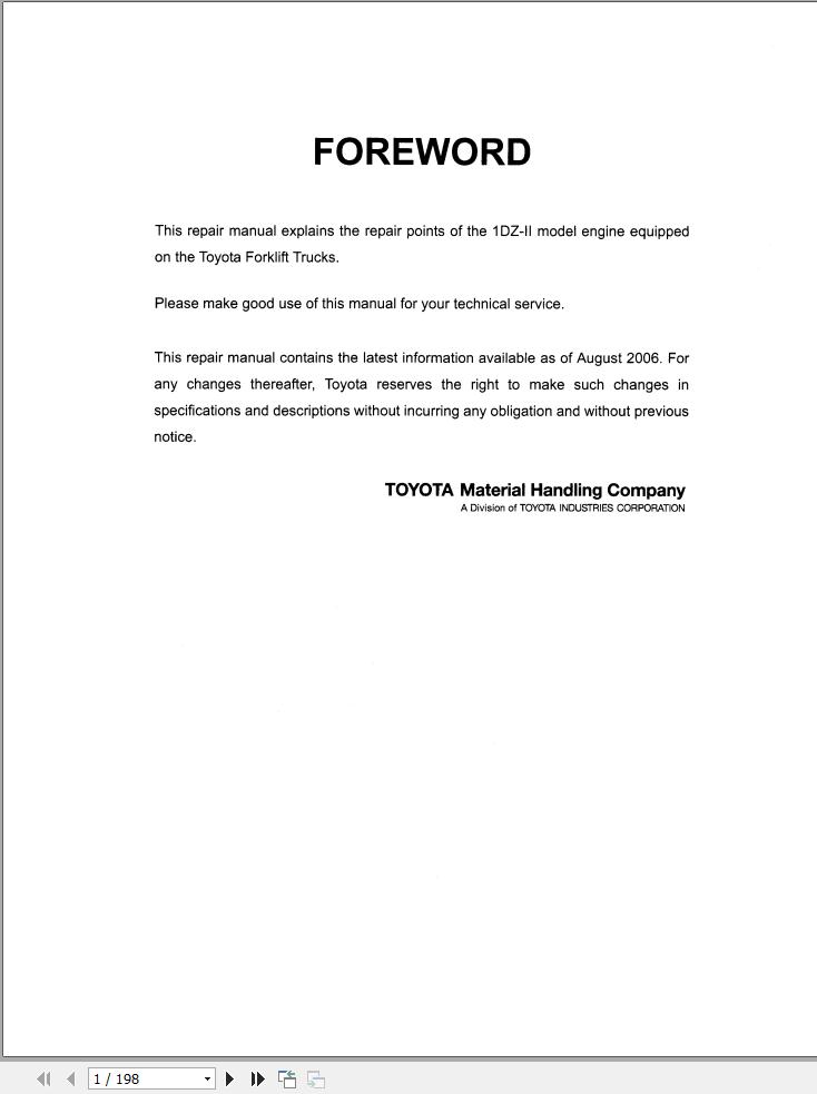 Toyota Engine 1DZ II Repair Manual 1