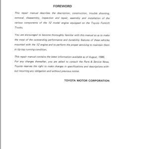 Toyota Engine 1Z Repair Manual
