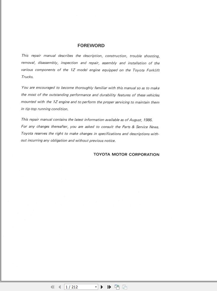 Toyota Engine 1Z Repair Manual