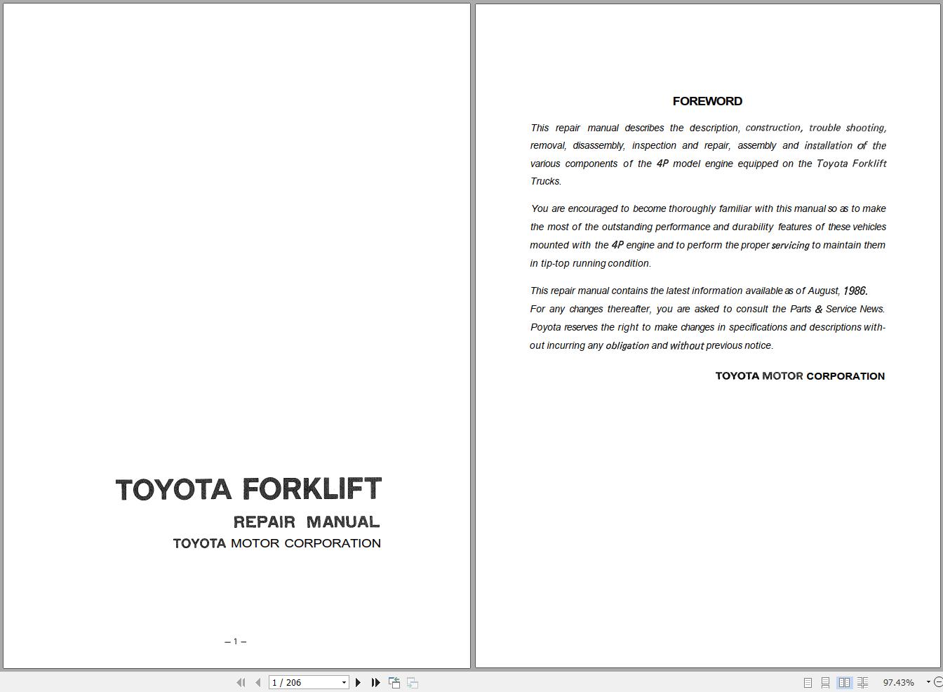 Toyota Engine 4P Repair Manual