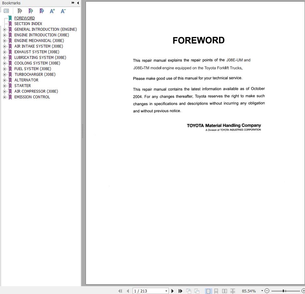 Toyota Engine J08E UM Repair Manual