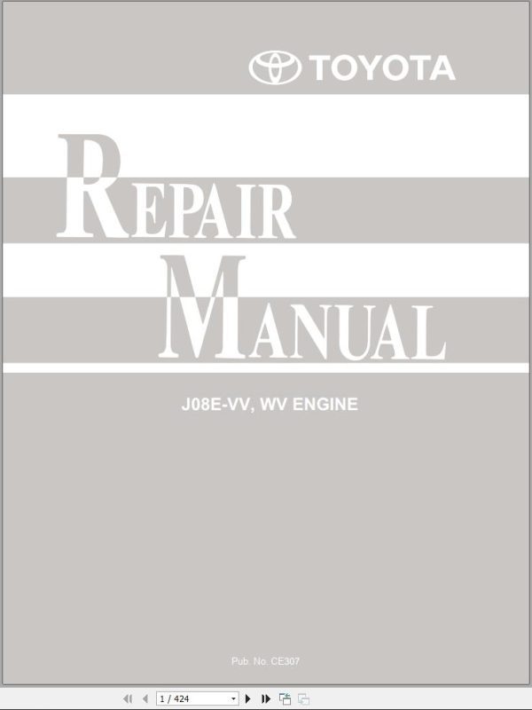 Toyota Engine J08E VV WW Engine Repair Manual