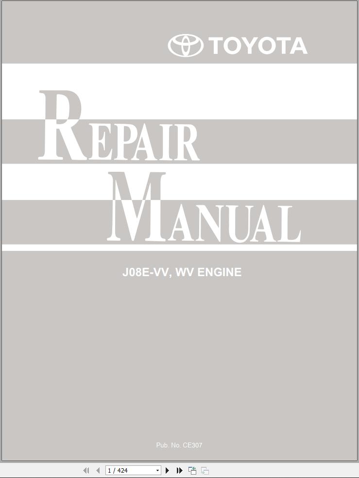 Toyota Engine J08E VV WW Engine Repair Manual