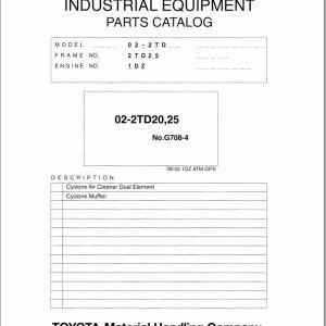 Toyota Forklift 02 2TD20 02 2TD25 Parts Catalog EN DE FR ES