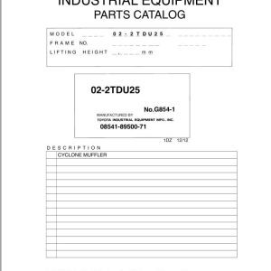 Toyota Forklift 02 2TDU25 Parts Catalog EN DE FR ES