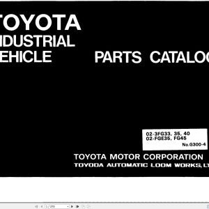 Toyota Forklift 02 3FG33 to 02 3FG40 02 FGE35 FG45 Parts Catalog