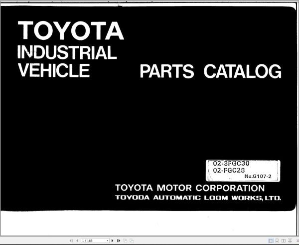Toyota Forklift 02 3FGC30 02 FGC28 Parts Catalog