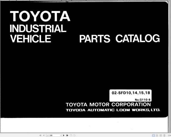 Toyota Forklift 02 5FD10 to 02 5FD1 Parts Catalog