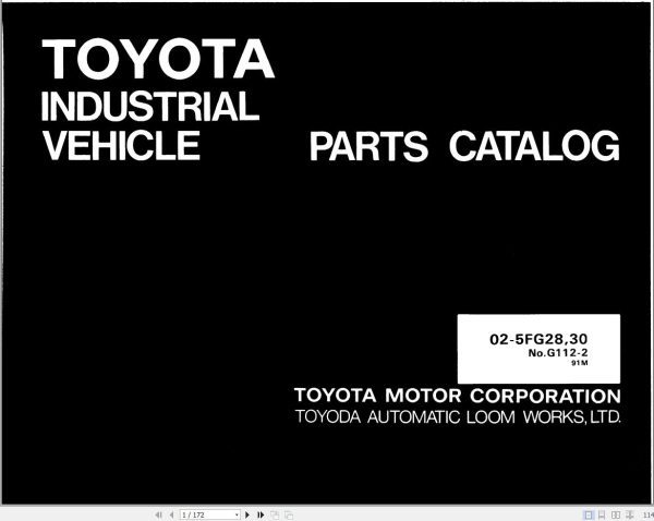 Toyota Forklift 02 5FG28 02 5FG30 Parts Catalog