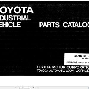 Toyota Forklift 02 6FDU15 02 6FDU18 Parts Catalog