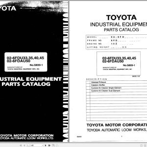 Toyota Forklift 02 6FDU33 to 02 6FDU45 02 6FDAU50 Parts Catalog