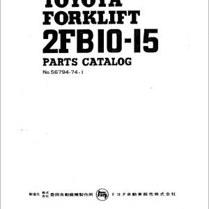 Toyota Forklift 2FB10 2FB15 Parts Catalog